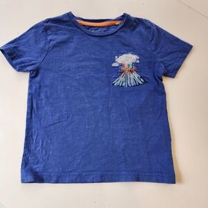 Mini Boden Blue Kids T-Shirt with Volcano Design Size 4/5